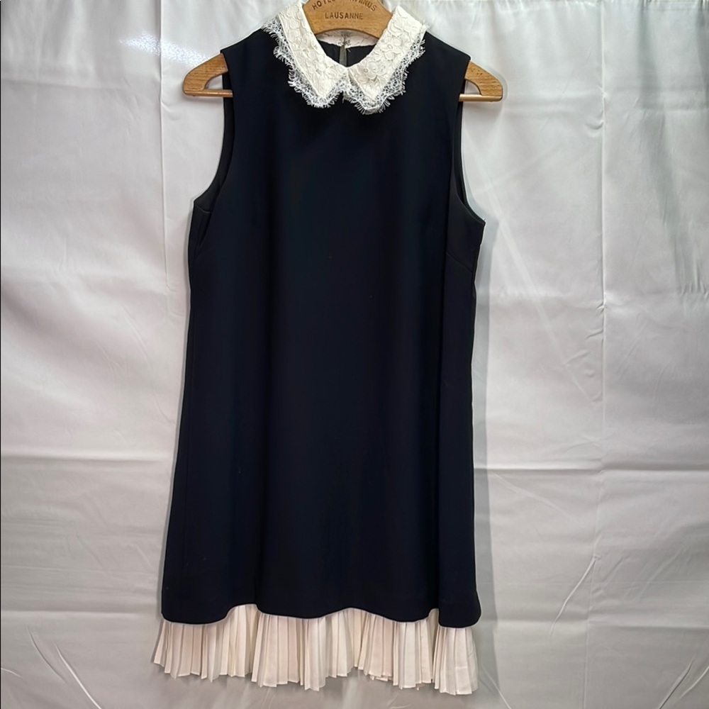 Nanette Lepore Black Sleeveless Dress with Lace Collar
